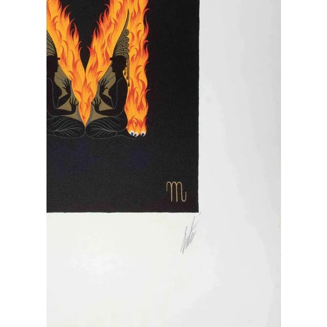 Modern Erté, Letter M, 1970s, Lithograph For Sale - Image 3 of 4