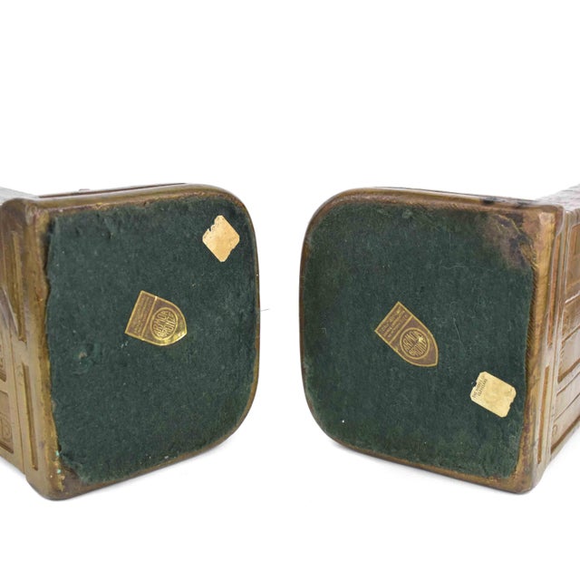 Antique Rare Hand Painted Armor Bronze "The Bookworm" Polychrome Scholar on Library Ladder Bookends - A Pair For Sale - Image 13 of 14