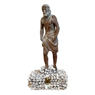 Vintage Wood and Shell Greek Figure Box For Sale