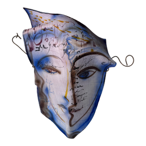 Dominique Caron Signed Hand-Painted Sculpted Leather Art Mask Wall Sculpture