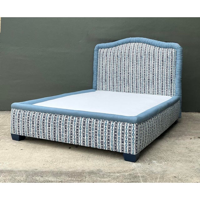 Vintage Upholstered Queen Bed Frame For Sale - Image 13 of 13