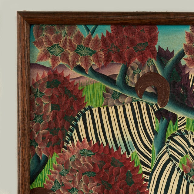 Late 20th Century Vintage Haitian Painting of Zebras by Gesner Surpris For Sale - Image 5 of 7