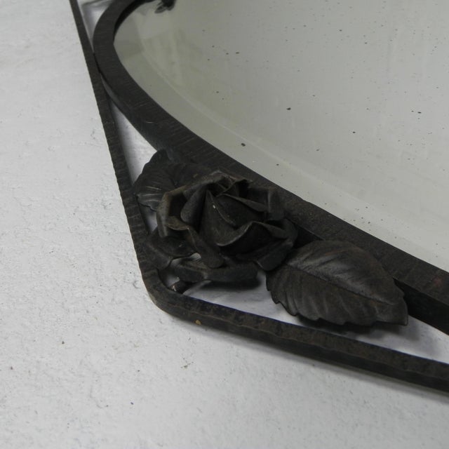 Black Art Deco Mirror with Faceted Glass, 1930s For Sale - Image 8 of 12