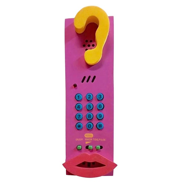 1990’s Canetti Post Modern Hot Pink Memphis Abstract Picasso Pop Art Phone For Sale - Image 9 of 9