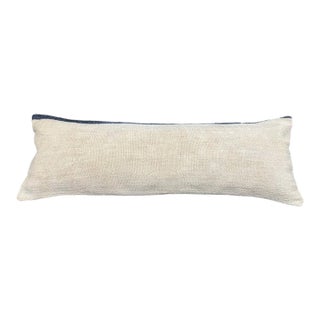 Turkish Hemp Pillow Cushion Natural Beige Black Cushion Cover 14"x40" For Sale