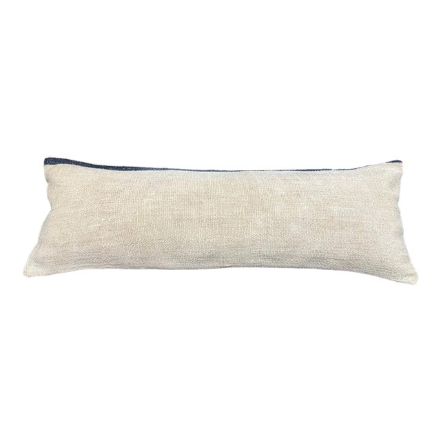 Turkish Hemp Pillow Cushion Natural Beige Black Cushion Cover 14"x40" For Sale