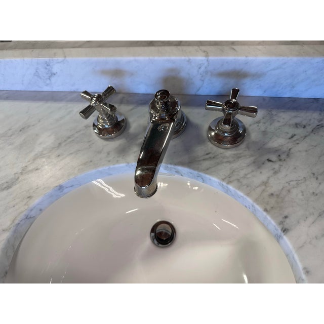 Italian Rh St. James Single Vanity With Italian Carrara Marble Countertop For Sale - Image 3 of 4