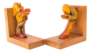 Art Deco Carved Bookends, 1920s, Set of 2