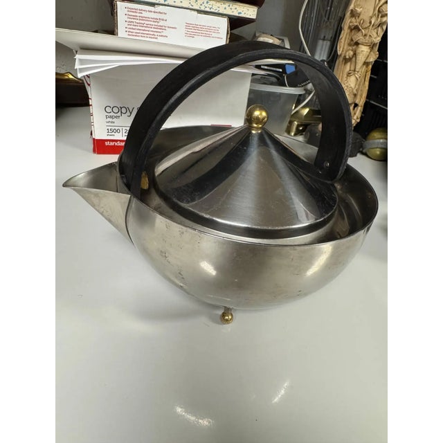 Late 20th Century Carsten Jorgensen for Bodum Stainless Steel and Brass Ball Tea Set (3 Pcs) For Sale - Image 10 of 10