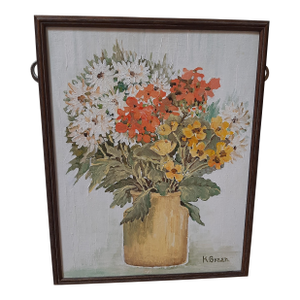 Floral Still Life Painting Flower Bouquet Mid Century
