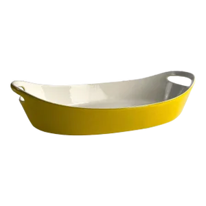 Vintage Yellow Enameled Castiron Casserole Dish by Michael Lax for Copco