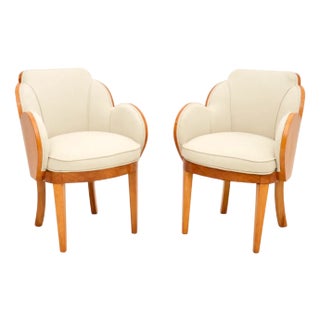 Art Deco Sycamore Cloud Back Armchairs attributed to Epstein, 1930s, Set of 2 For Sale