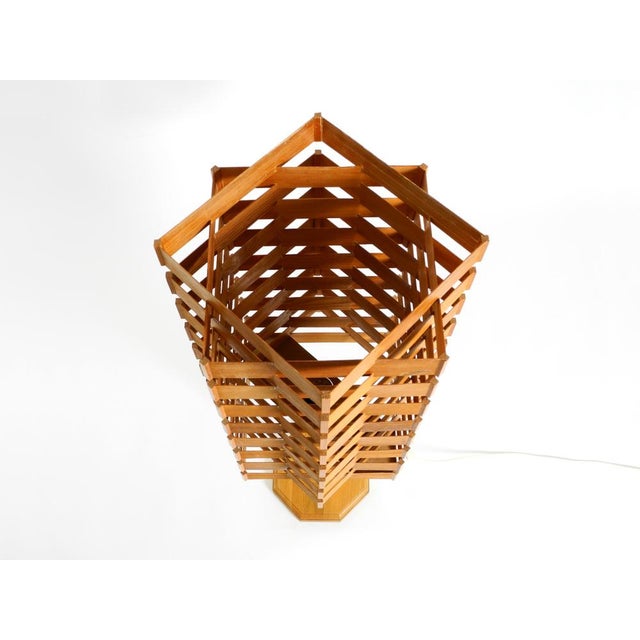 Brown Large Scandinavian Pine Veneer Floor or Table Lamp, 1960s For Sale - Image 8 of 18