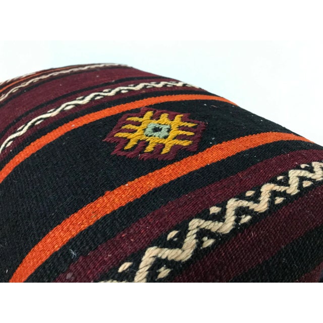 Vintage Traditional Turkish Handmade Kilim Lumbar Pillow Cover For Sale - Image 4 of 6