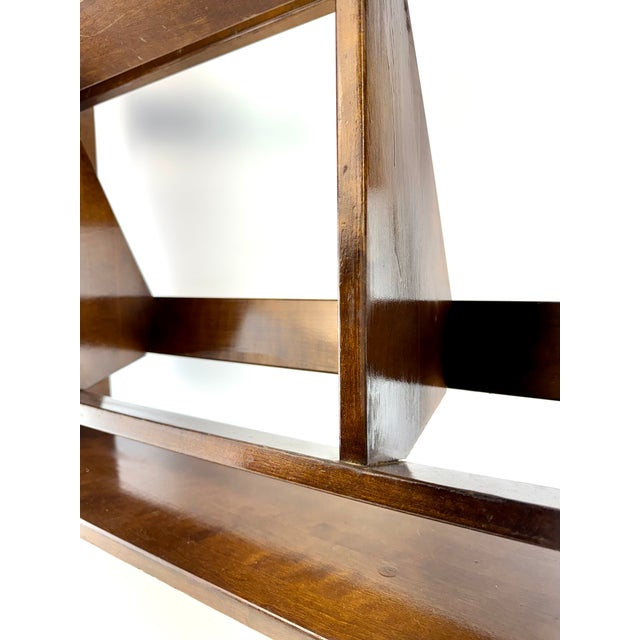 1960s Vintage Mid-Century Modern Wood Bookcase With Brass-Capped Feet For Sale - Image 5 of 12