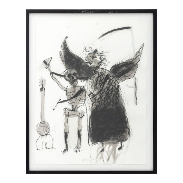 Robert Dandarov Angel and Skeleton Mix Media, 1985 For Sale
