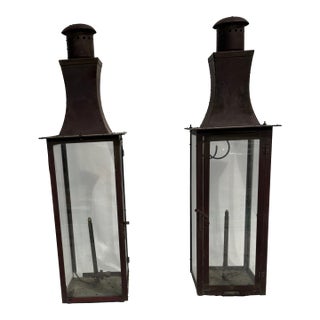 Iron Stone Gas Lanterns - London Regency Model - Set of 2 For Sale