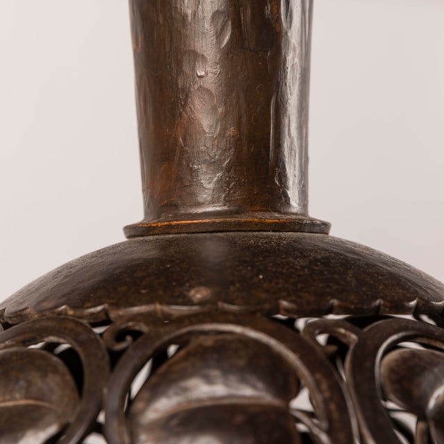 Large Art Deco Wrought Iron Table Lamp by Edgar-William Brandt, 1930s For Sale - Image 13 of 18