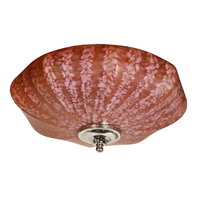 Mid-Century Murano Glass Pendant Chandelier in Sakura Pink and Muted Crimson For Sale