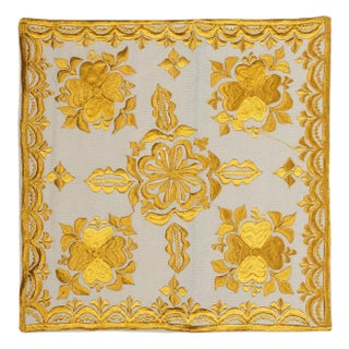 19"x19" Modern Cushion Cover. 100% Cotton Lace Pillow. Yellow Pillowcase For Sale