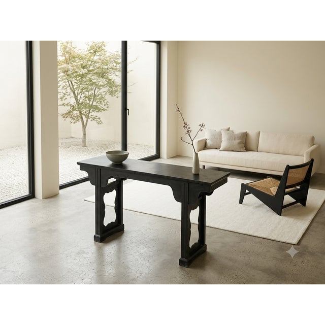Chinese Dark Brown Black Huali Rosewood Ming Style Altar Table For Sale - Image 10 of 11