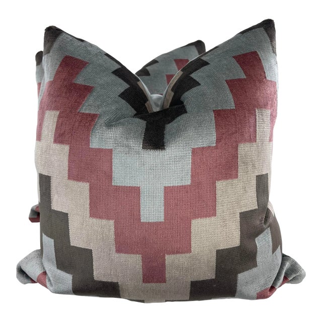 Kravet "Qatari Velvet" in Rosewood 22" Pillows-A Pair For Sale