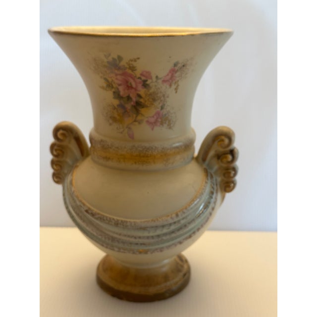 1940"s Abingdon Potteries Usa Art Deco Ceramic Hand Painted Glazed Finish Vase Floral and Birds Decor For Sale - Image 12 of 18