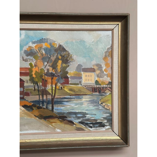 B. Lundqvist, Riverside Village, 1960s, Oil on Canvas, Framed For Sale - Image 17 of 18