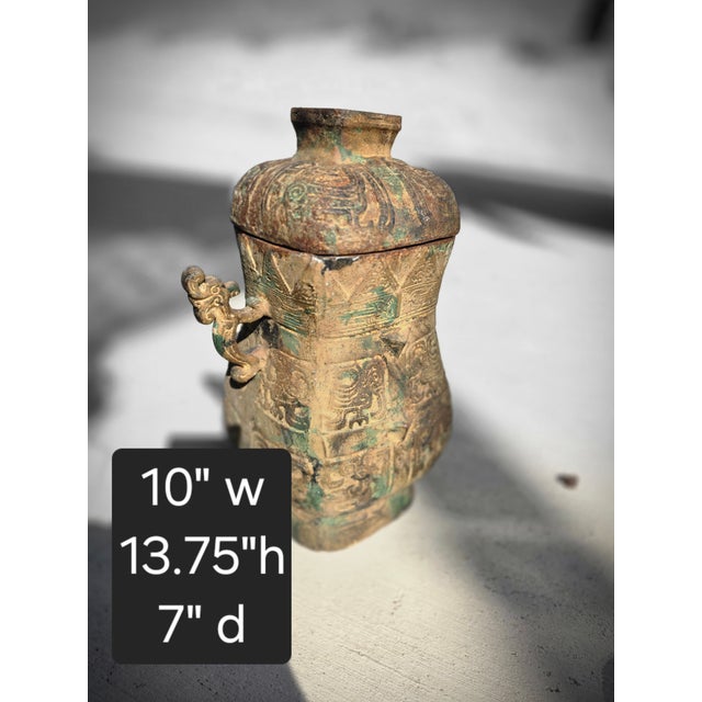 1960s Cast Iron Archaic Style Vessel With Patina For Sale - Image 5 of 13
