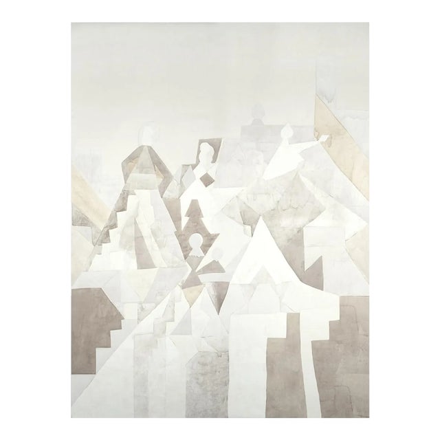 Schumacher x Peg Norriss Steps Panel Set in Argil & Stone - 2 Panels For Sale