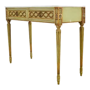 Mid-Century Neoclassical Style Lacquered Marble Top Console Table