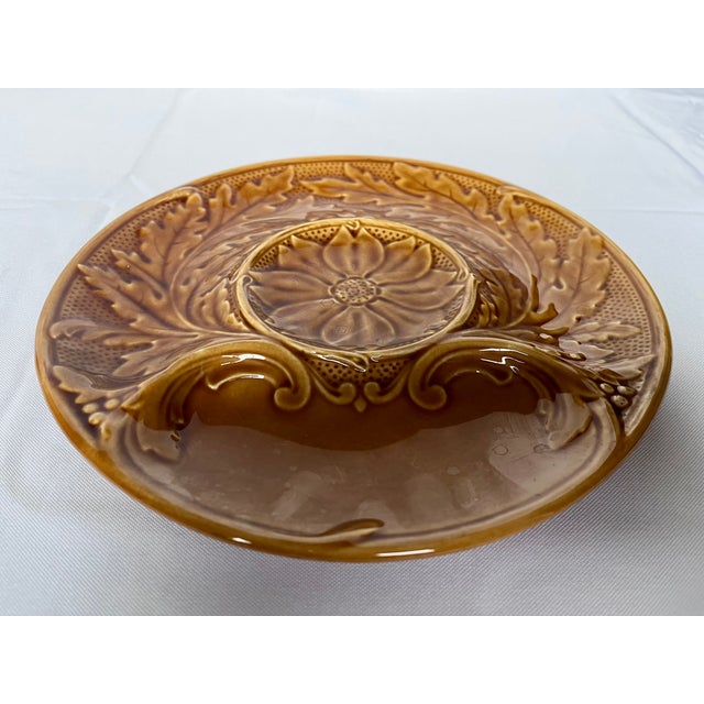 Ceramic 1970s Gien Gold Glaze Majolica Artichoke Plate For Sale - Image 7 of 13