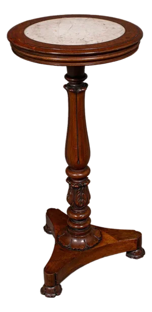 Antique Jardiniere Stand, English, Walnut, Marble, Planter Table, William IV