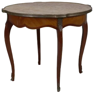Antique French Louis XVI Mahogany, Kingwood, Marble and Bronze Low Table
