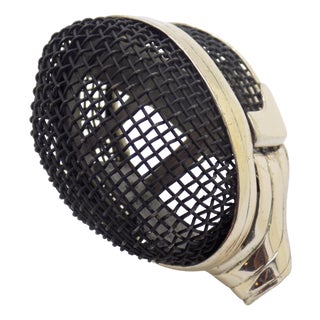 Vintage Italian Silver 800 Fencing Mask Figurine by Sacchetti, Arezzo, 1980s For Sale