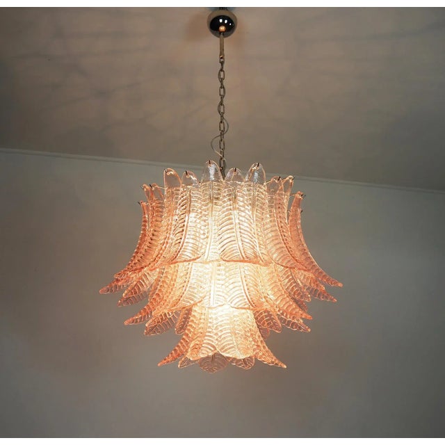 Italian Murano Three-Tier Pink Felci Glass Chandelier- 48 Glasses For Sale In Los Angeles - Image 6 of 10