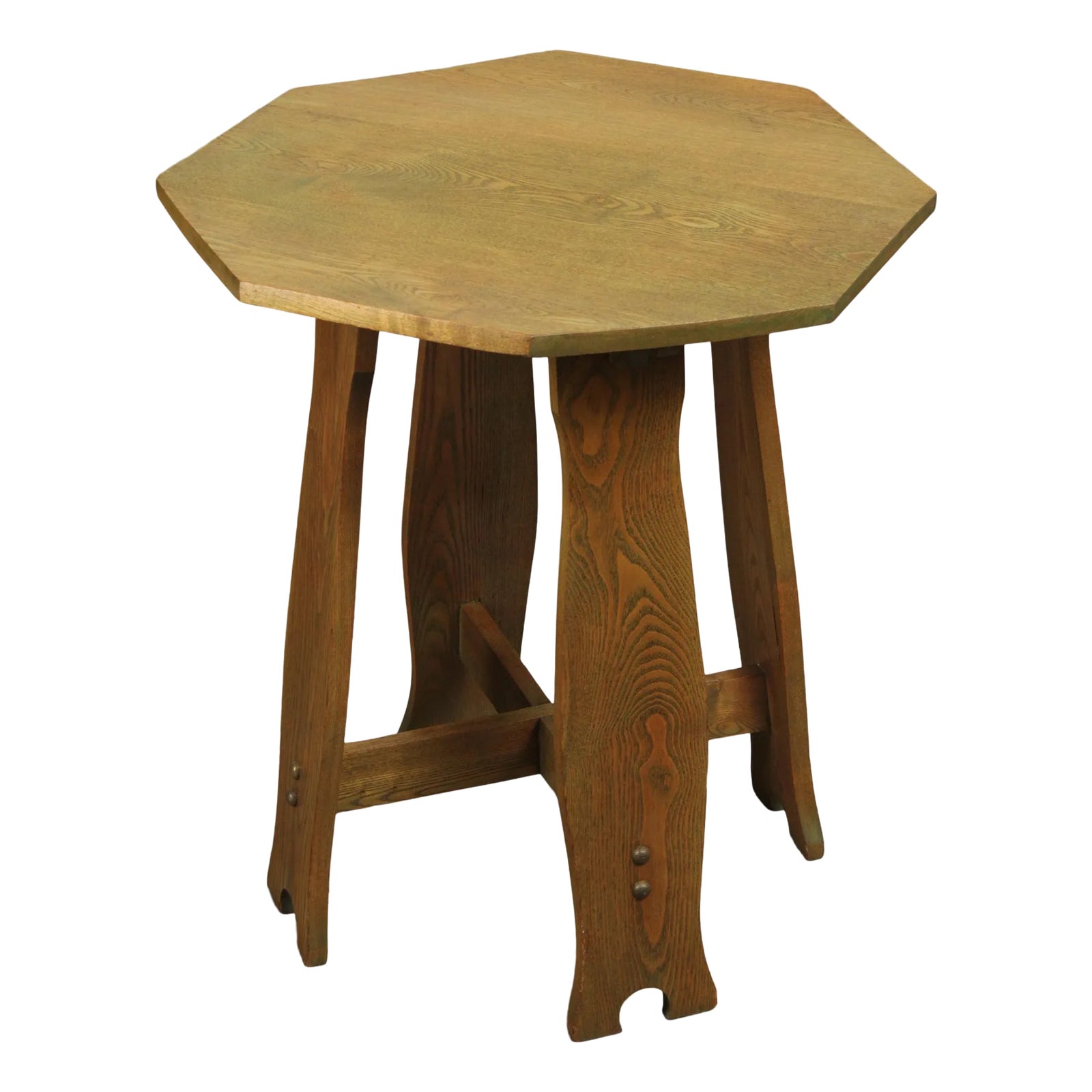 Antique Arts and Crafts Period Oak Octagonal Top Side Table | Chairish