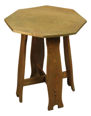 Antique Arts and Crafts Period Oak Octagonal Top Side Table