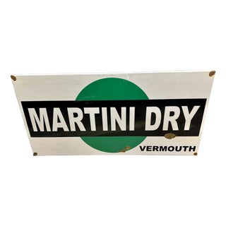 Martini Dry Vermouth Sign in Enamel, 1960s For Sale