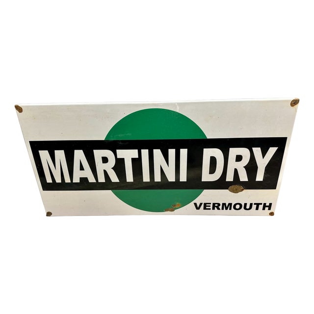 Martini Dry Vermouth Sign in Enamel, 1960s For Sale
