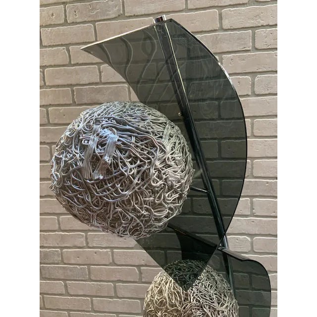 MCM Space Age Atomic Metal Spaghetti Shade Lamp - Pair For Sale - Image 10 of 12