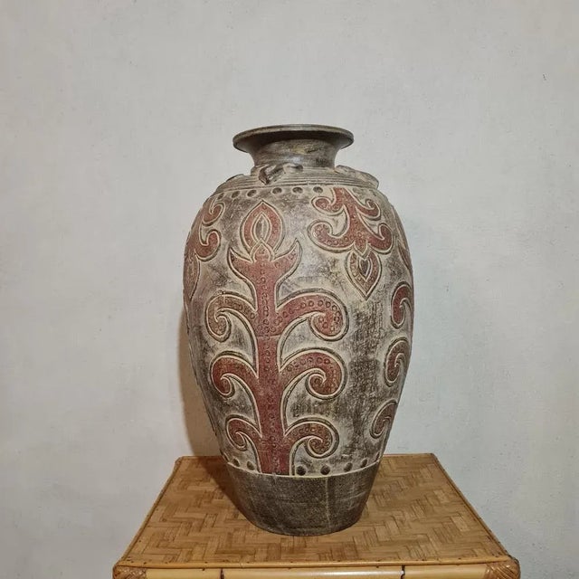 Decorated Terracotta Vase, 1970s For Sale - Image 4 of 4