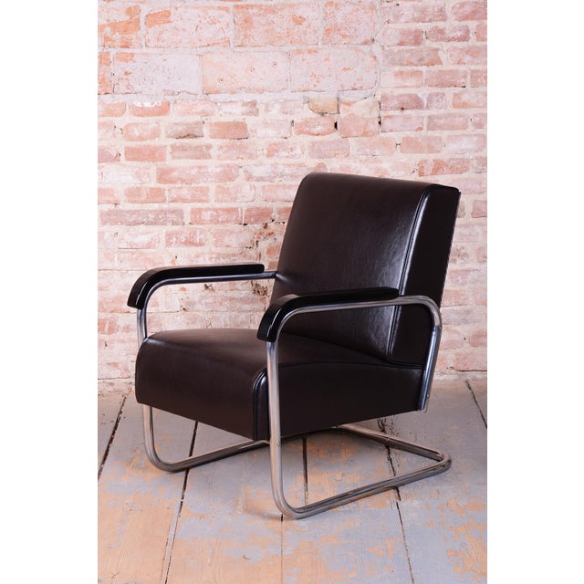 Bauhaus Leather Armchairs from Hynek Gottwald, Czech, 1930s, Set of 2 For Sale - Image 10 of 14