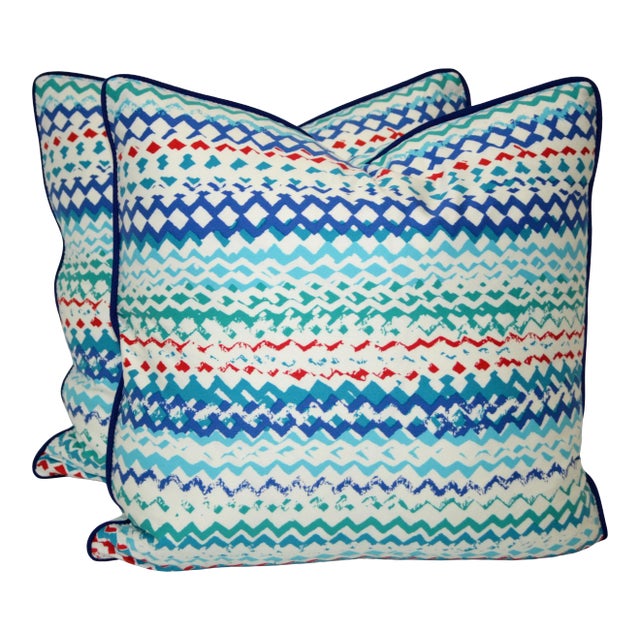 Contemporary Multi-Colored Pillows- a Pair For Sale