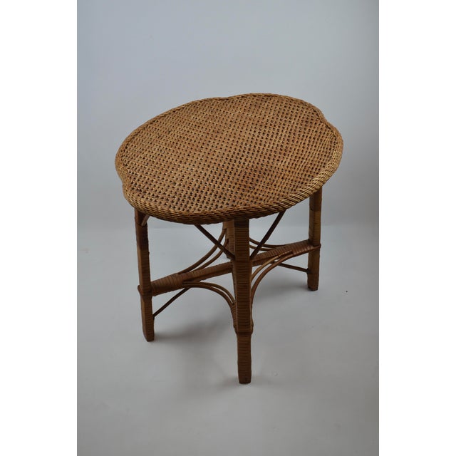 Mid-Century Free-Form Wicker and Rattan Side Table, 1960s For Sale - Image 15 of 17