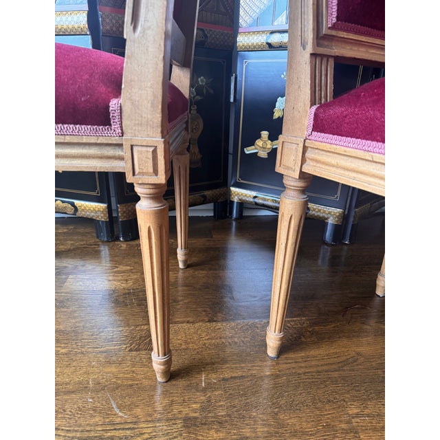 Textile 4 Vintage Louis XVI Chairs in Burgundy Mohair Upholstery For Sale - Image 7 of 9