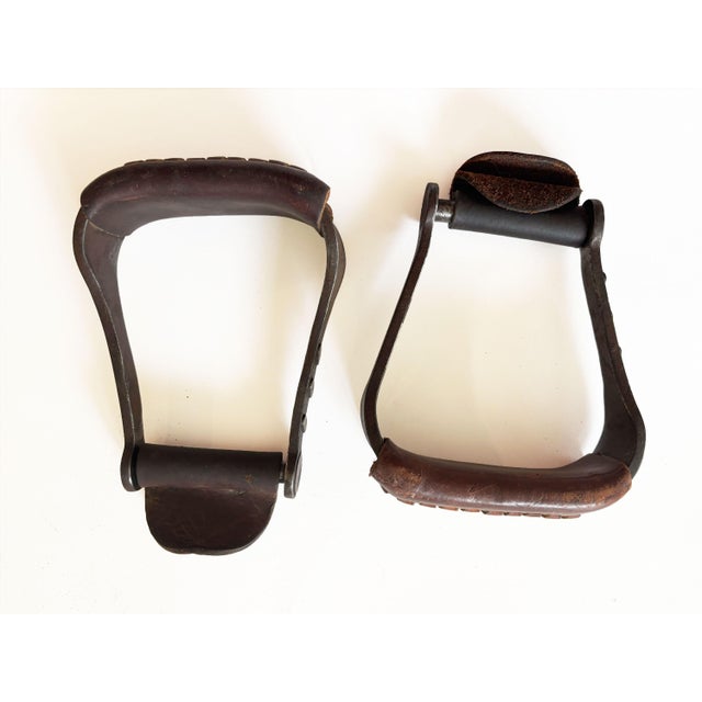 Vintage Custom Forged Iron and Copper Western Horse Saddle Stirrups, Set of 2 For Sale In Minneapolis - Image 6 of 9