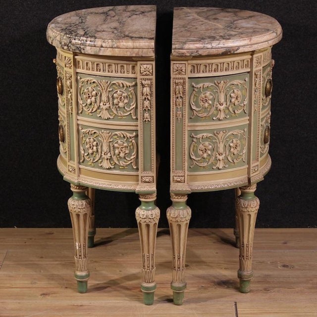 Italian Louis XVI Bonzanigo Style Lacquered Bedside Tables, 1950, Set of 2 For Sale - Image 4 of 14