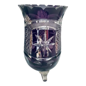 Vintage Thick and Heavy Hand Cut Purple Crystal Vase