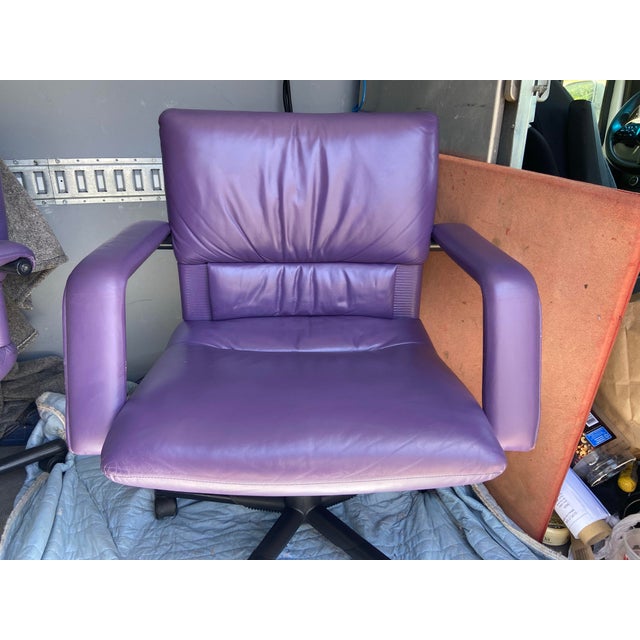 1990s Mario Bellini Vitra Figura Post Modern Purple Leather Desk Chair For Sale - Image 11 of 12